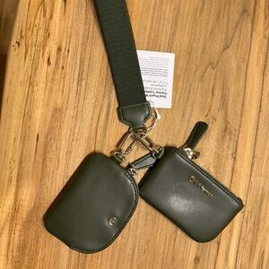 lululemon athletica Olive Green Dual Pouch  wristlet - Cactus Leather